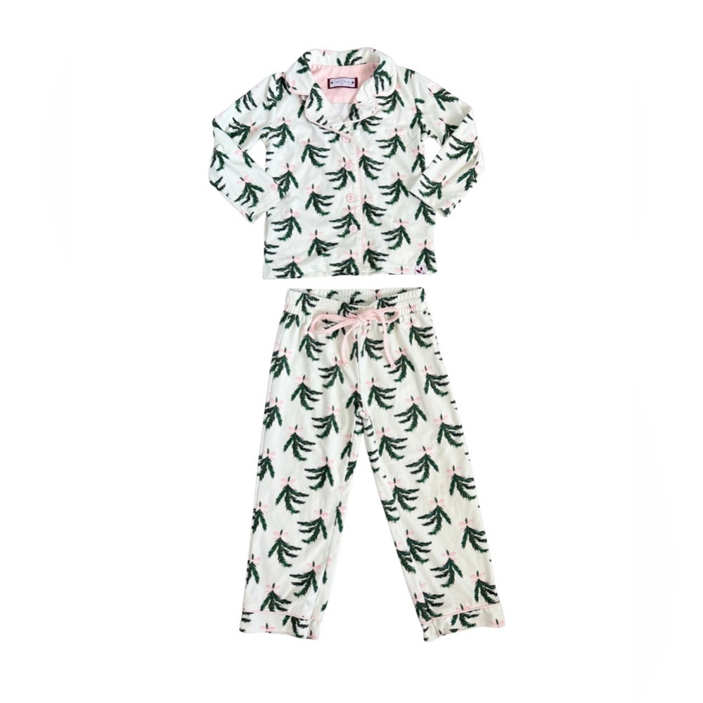 SweetHoney Kids Pajama Set Pink Bow Mistletoe Size 3T